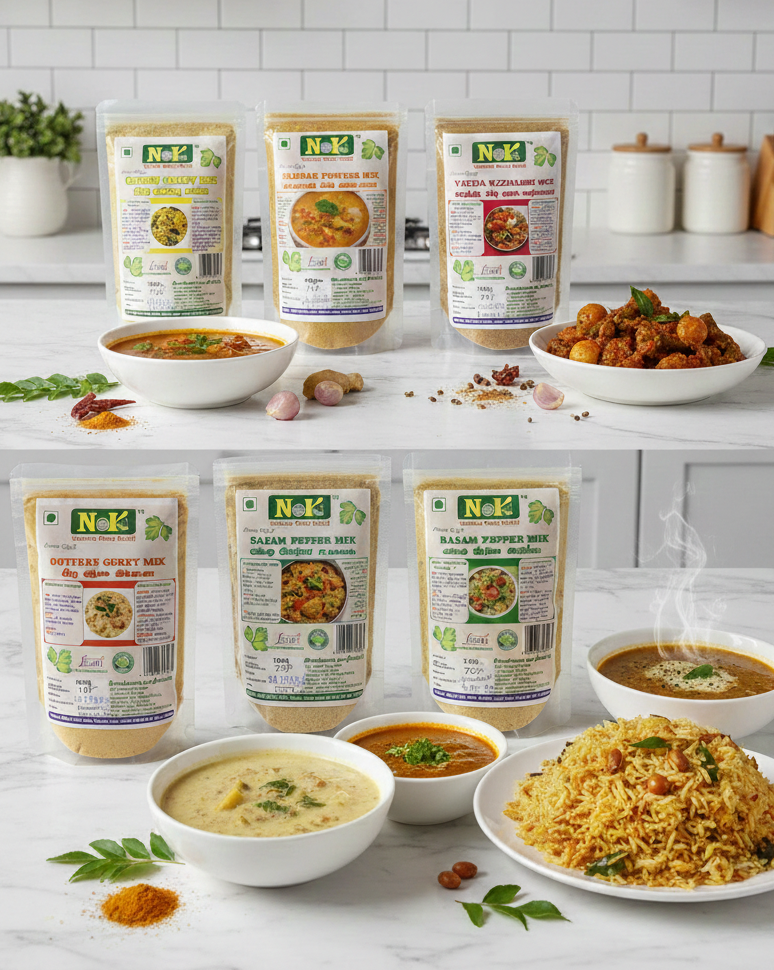 Gemini_Generated_Image_w0p85nw0p85nw0p8 South Indian Curry Precook Mix combo Packs (600 Grams) - Image 1